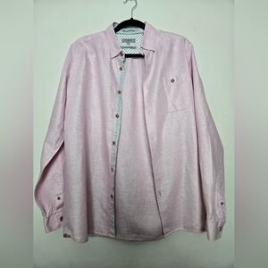 Ted Baker London Men's Pink Linen Blend Button Down Shirt Size L